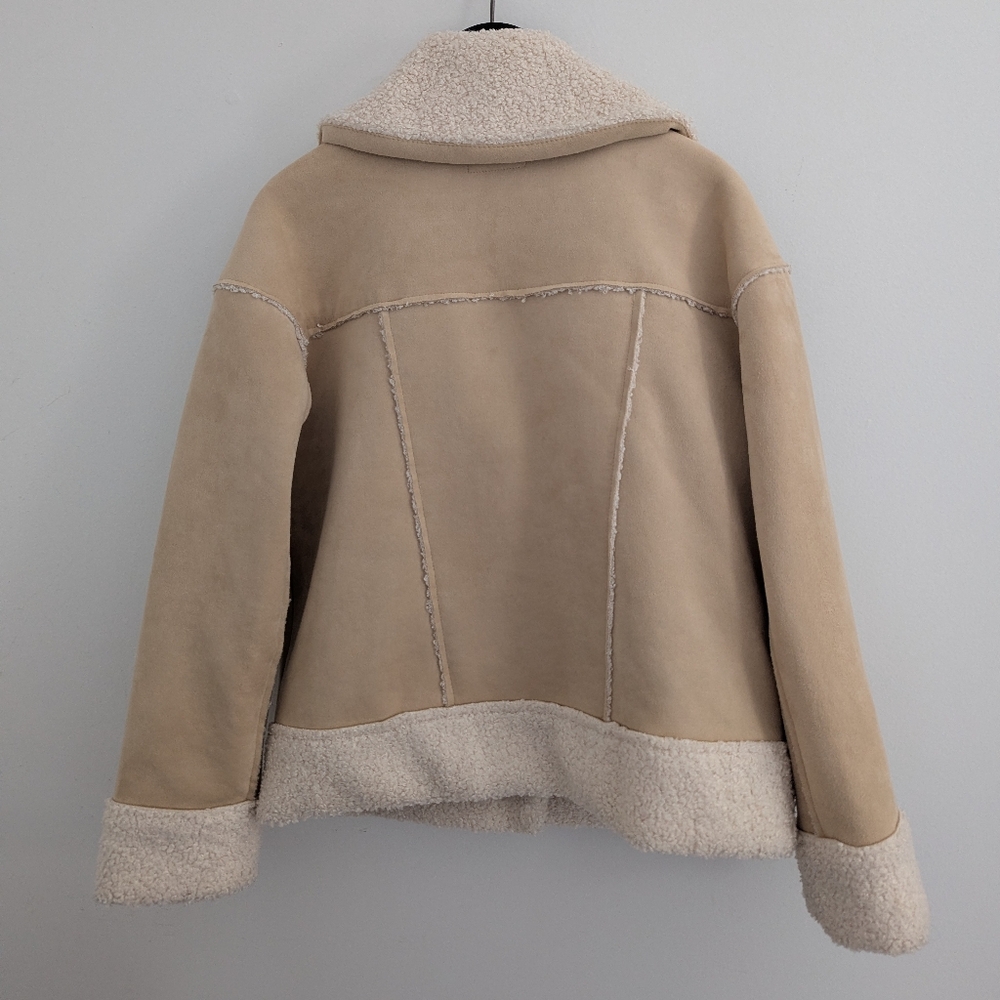 Marine Layer Quebec Sherpa Jacket Faux Suede Neutral Women's Size xs - Picture 9 of 16
